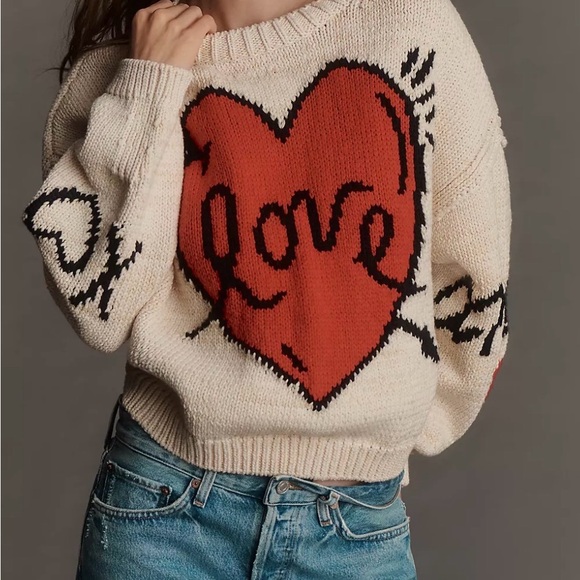 Anthropologie Sweaters - Anthropologie Lovestruck Long-Sleeve Crew-Neck Sweater